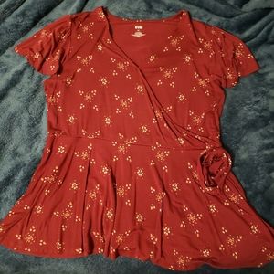 Red Flowy Pattern Top